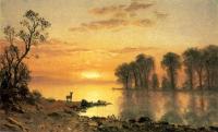 Bierstadt, Albert - Sunset Deer and River